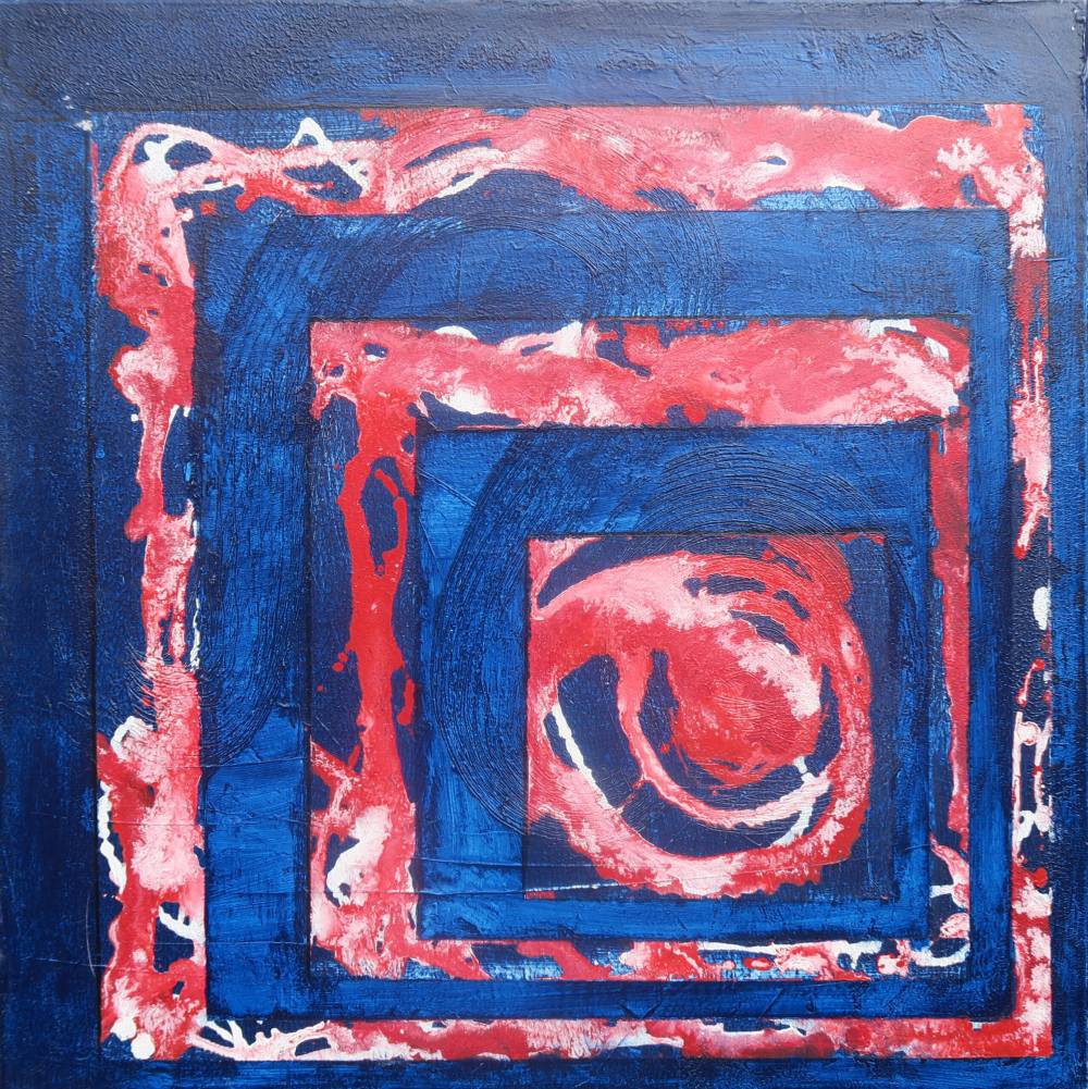 Rojo sobre azul